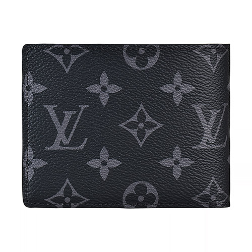 LV M61695 Multiple經典Monogram花紋帆布3卡對折短夾(黑)