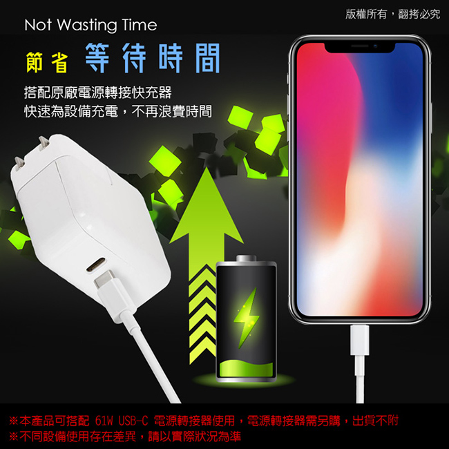 USB Type-C 轉 Apple Lightning 8pin 充電專用線-1M