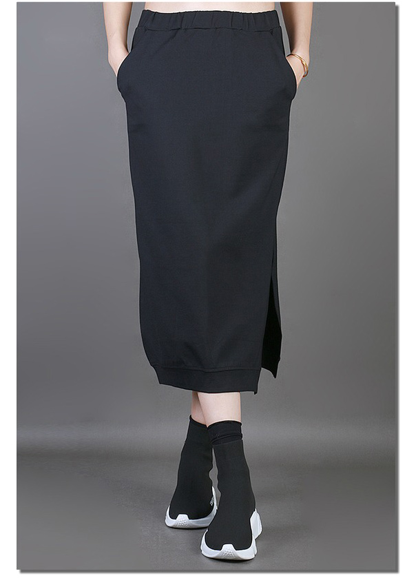 韓版鬆緊腰素色修身顯瘦百搭中裙-設計所在 MP1756