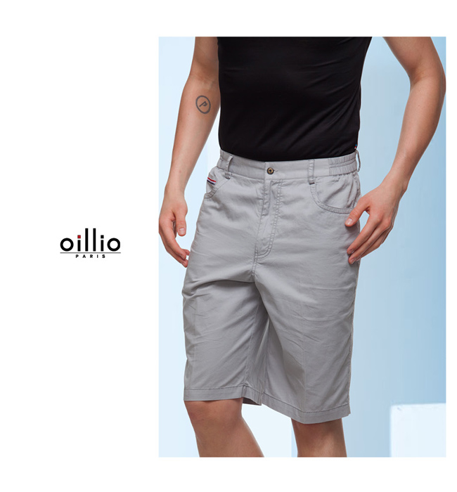oillio歐洲貴族 休閒純棉短褲 透氣吸濕排汗純棉 灰色