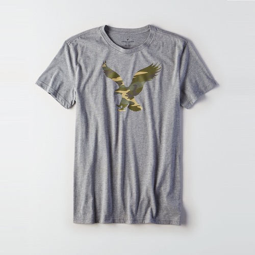AEO 美國老鷹 經典標誌印刷短袖T恤-灰色 American Eagle