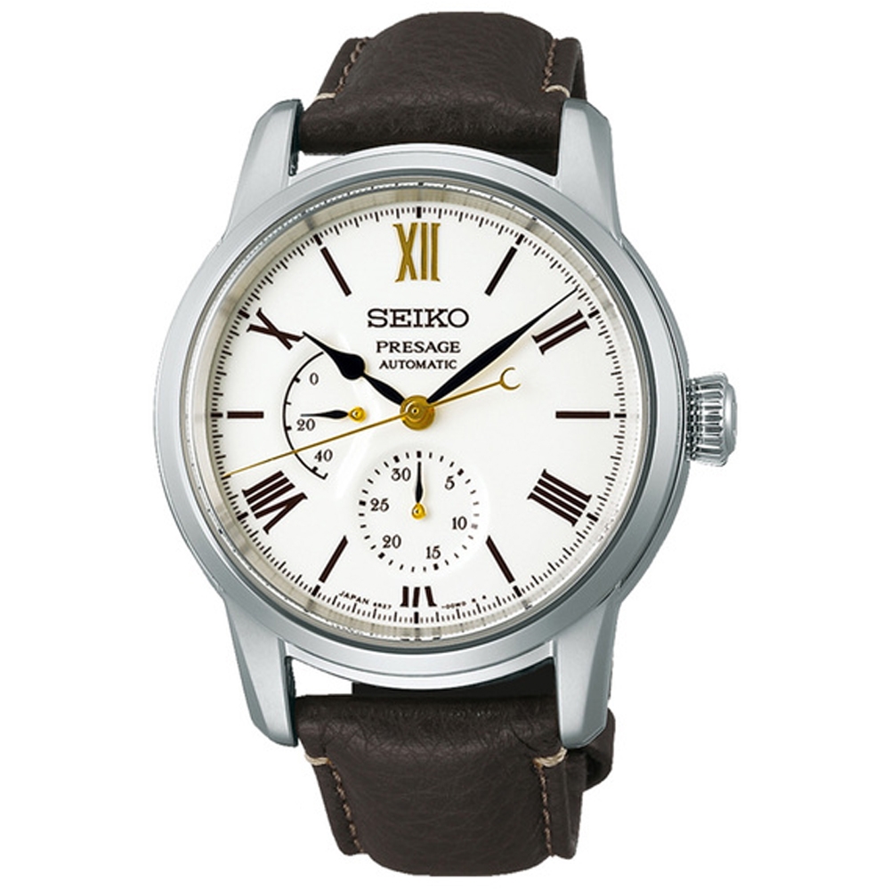 SEIKO 精工Presage 110週年限量象牙色有田燒羅馬字機械腕錶-40.6