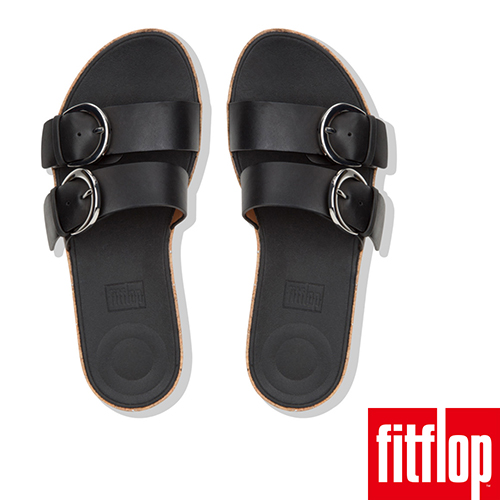 FitFlop DUO-BUCKLE SLIDE SANDALS 黑