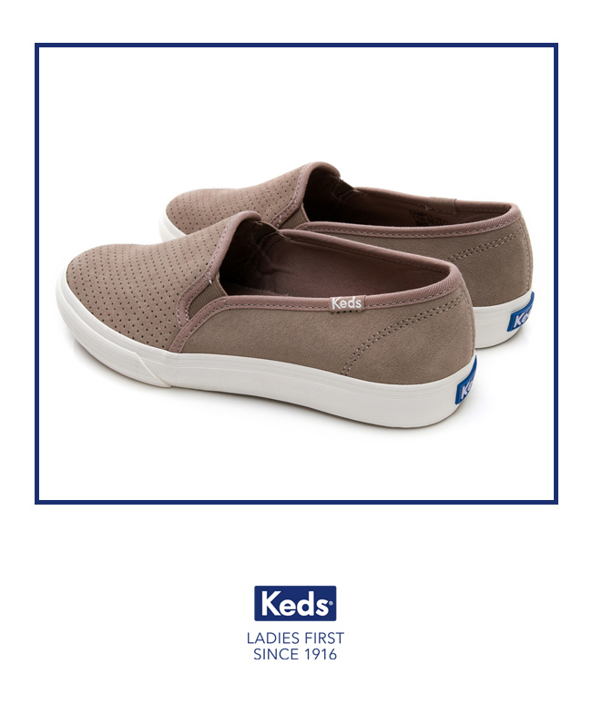 Keds 麂皮沖孔休閒便鞋-褐色