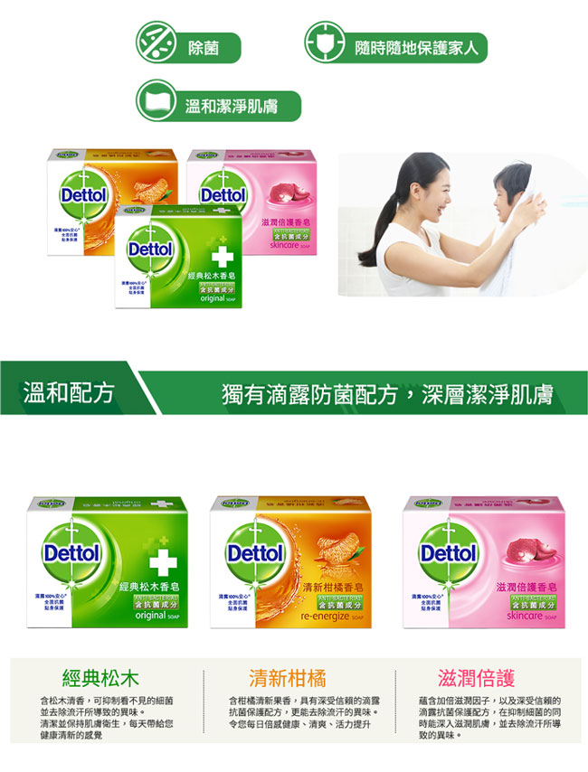 滴露Dettol-清新柑橘香皂100g*3入組