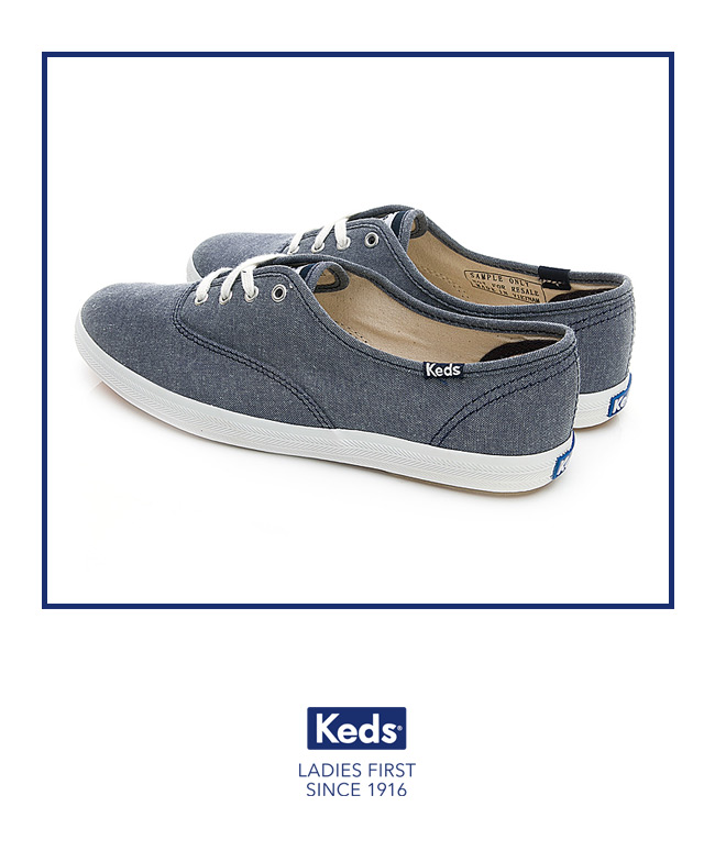 Keds CHAMPION 玩色經典綁帶休閒鞋-藍