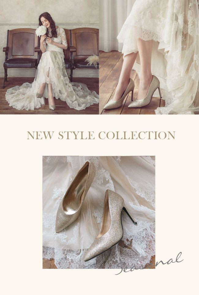 Ann’S亮眼焦點-V型顯瘦弧線素面高跟尖頭鞋-金