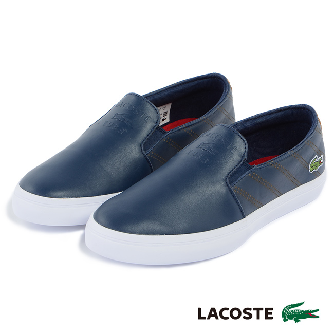 LACOSTE 女用真皮休閒鞋/懶人鞋-藍色