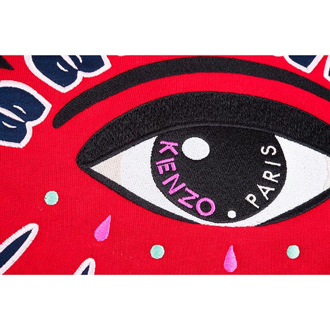 KENZO 經典立體刺繡深藍眼睛衛衣 (紅色/女款)