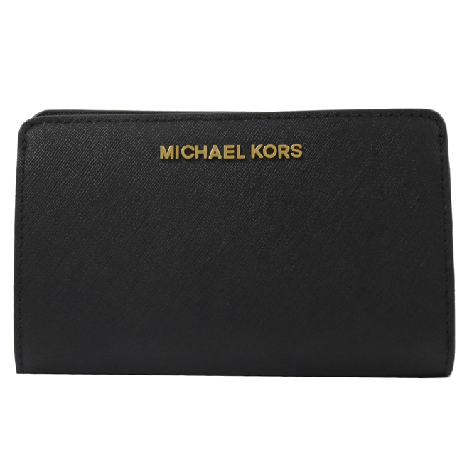 MICHAEL KORS Jet Set 金屬logo對開中夾(黑)