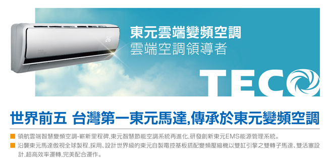 TECO東元 4-5坪 一對一雅適變頻冷專型冷氣MS22IC-ZR3/MA22IC-ZR3