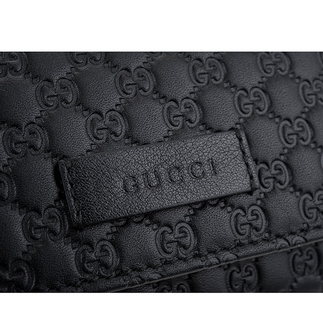 GUCCI 經典雙G壓紋LOGO暗釦名片夾/卡夾/零錢包 (黑色)