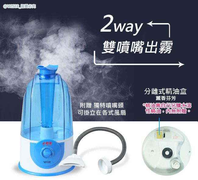 勳風 雙噴嘴精油霧化活氧機(HF-R093)贈風扇噴嘴管頭