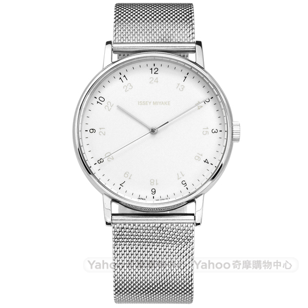 ISSEY MIYAKE 三宅一生 F系列日本製造米蘭編織不鏽鋼手錶-白色/39mm