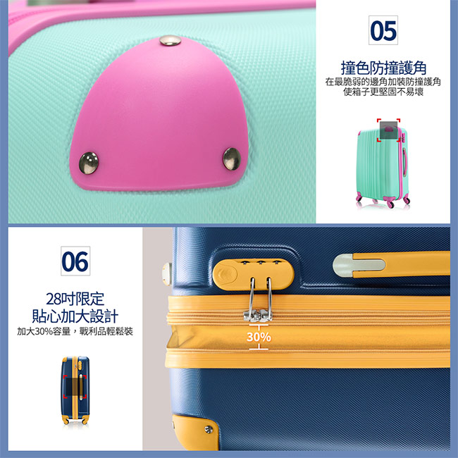 AoXuan 20吋行李箱 ABS防刮耐磨旅行箱 果汁Bar系列(深藍色)
