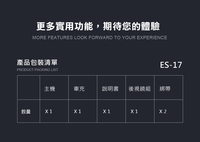 領先者 ES-17 超薄型 高畫質 前後雙鏡行車記錄器-自