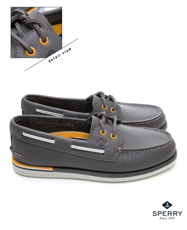 SPERRY 手工縫製時尚經典帆船鞋(男)-灰