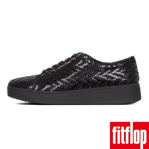 FitFlop RALLY CHEVRON-SUEDE SNEAKERS-黑色