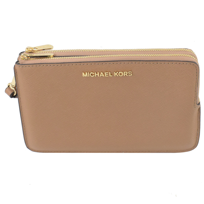 MICHAEL KORS Jet Set防刮牛皮雙層大手拿包(卡其)