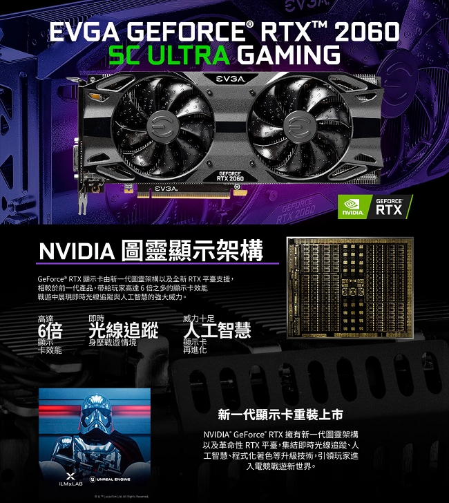 艾維克RTX 2060 6G SC Ultra GAMING GDDR6 PCI-E顯示卡