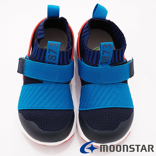 日本月星頂級競速童鞋 襪套忍者鞋款 TW2285藍(中小童段)