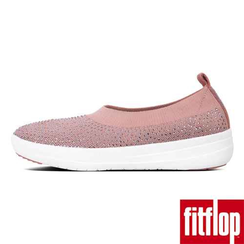 FitFlop UBERKNIT CRYSTAL BALLERINAS-灰粉