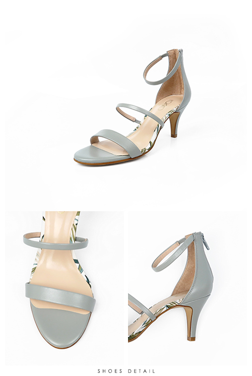 KOKKO - 凡爾賽玫瑰細帶羊皮高跟涼鞋 - 翻糖藍