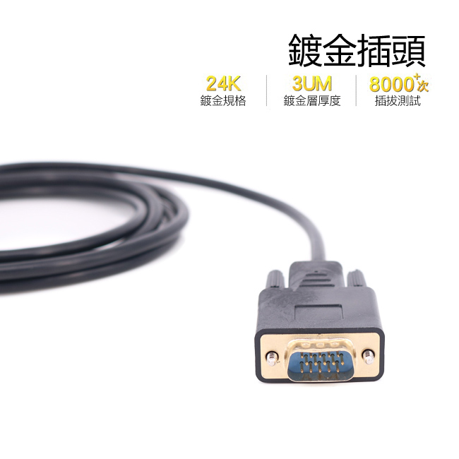 LineQ HDMI轉VGA轉接線-1.8米 HDMI(公) TO VGA(公)