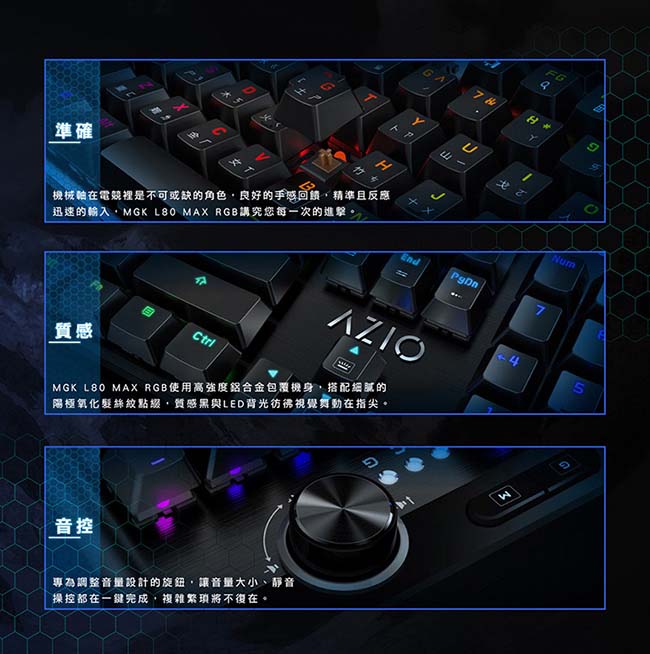 MGK L80 MAX RGB機械式電競鍵盤-CHERRY/全彩/中文