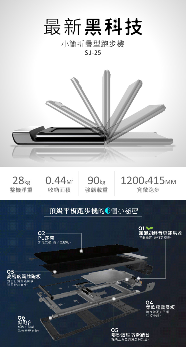 【映峻】小簡頂級折疊型平板跑步機(世界收納最小、輕巧移動、PU跑帶)