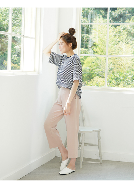 D AF 極簡風格．素面方頭平底穆勒鞋＊白