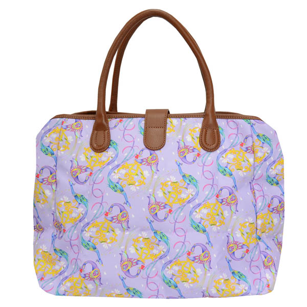 AIGNER-City Bag 圖繪日本限定版鳳凰手提包 M-粉紫