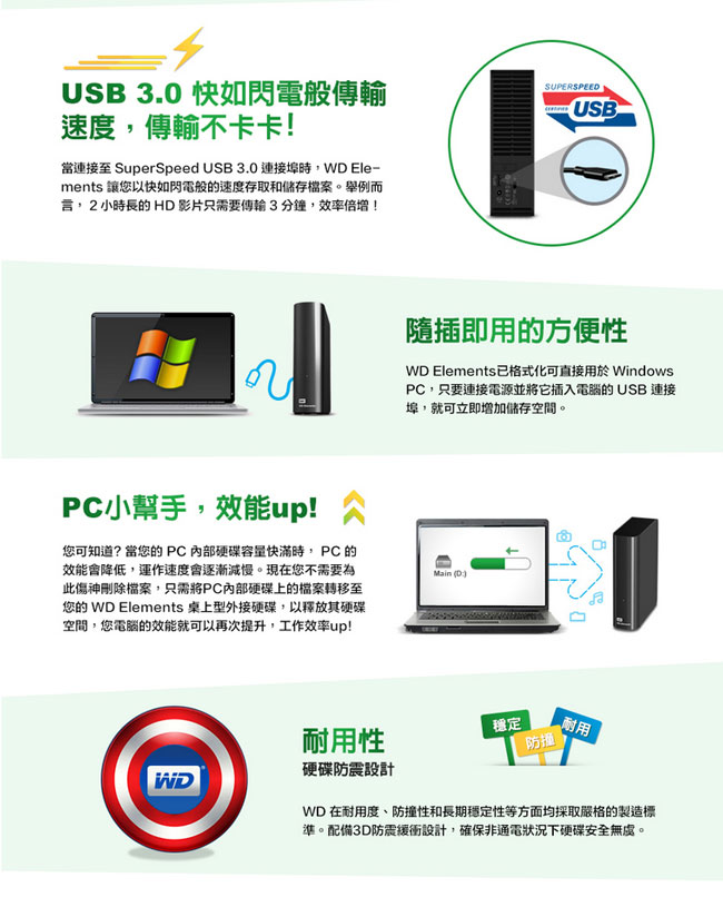 WD Elements Desktop 8TB 3.5吋外接硬碟