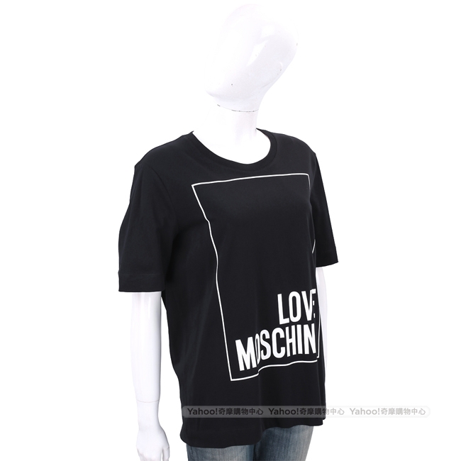 LOVE MOSCHINO 方框字母黑色寬版棉質T恤