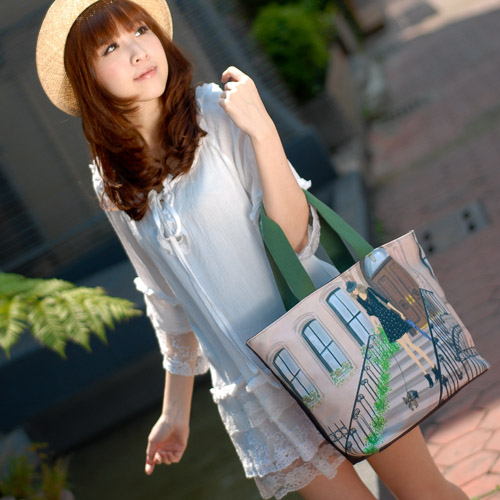 Reiko Aoki青木禮子 Girl at stoop 彩繪托特包