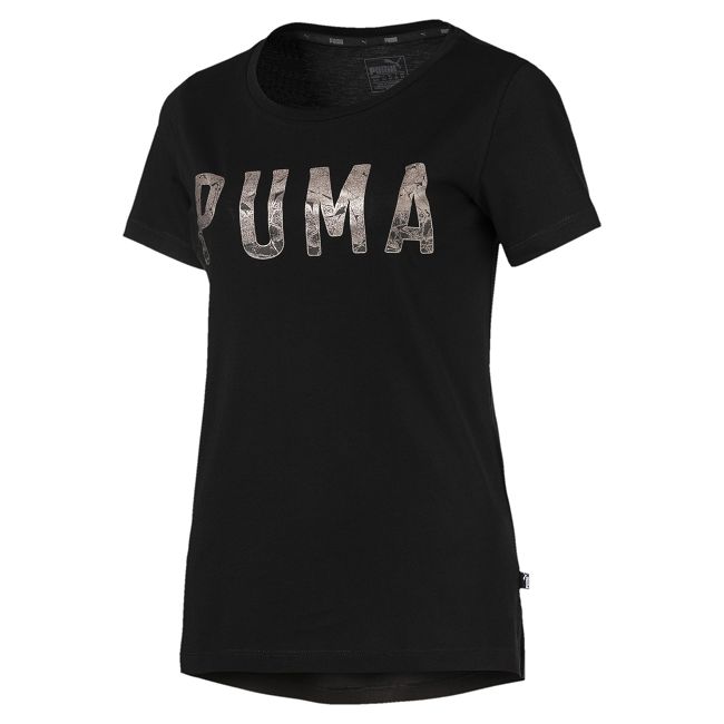 PUMA-女性基本系列Athletic短袖T恤-黑色-歐規