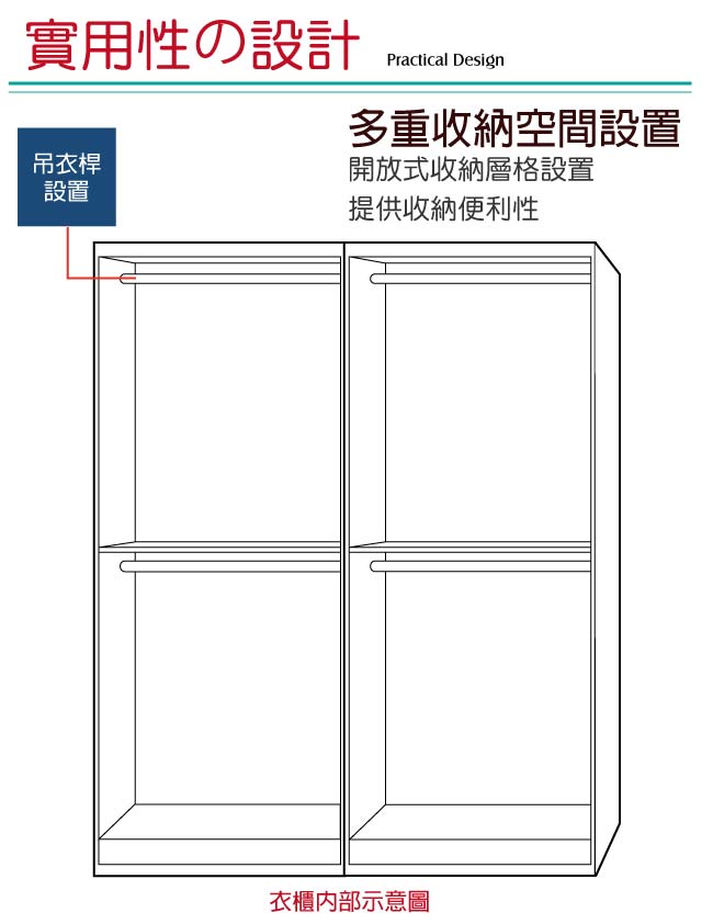 文創集 瑞克5.1尺實木四門雙吊衣櫃/收納櫃(二色)-152x57x203cm免組