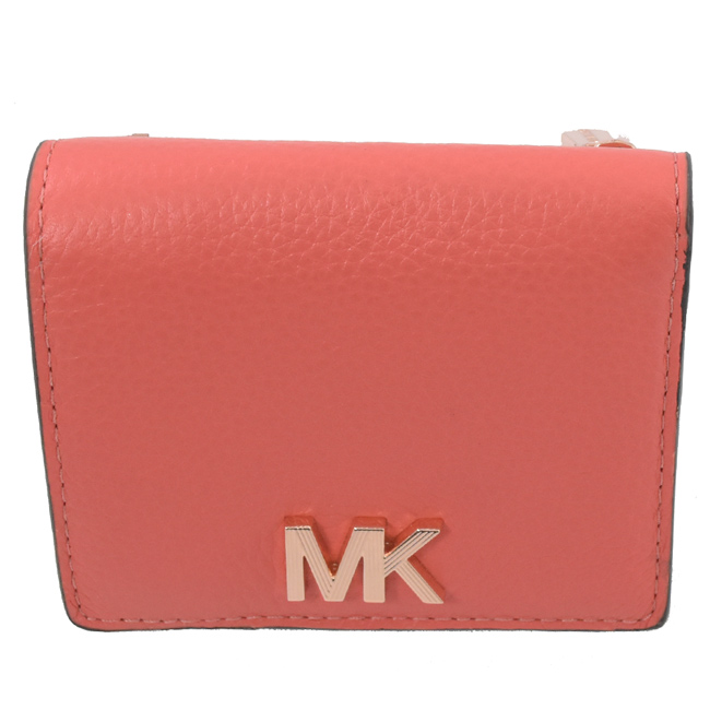 MICHAEL KORS MONTGOMERY大金屬MK字釦式零錢短夾(柚色)