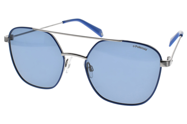 Polaroid 偏光太陽眼鏡 潮流飛行款/藍銀 #PLD 6058S PJPC3