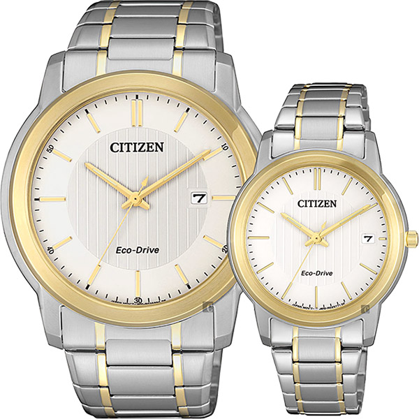 CITIZEN 星辰 Eco-Drive 光動能城市對錶-雙色版/42+33mm