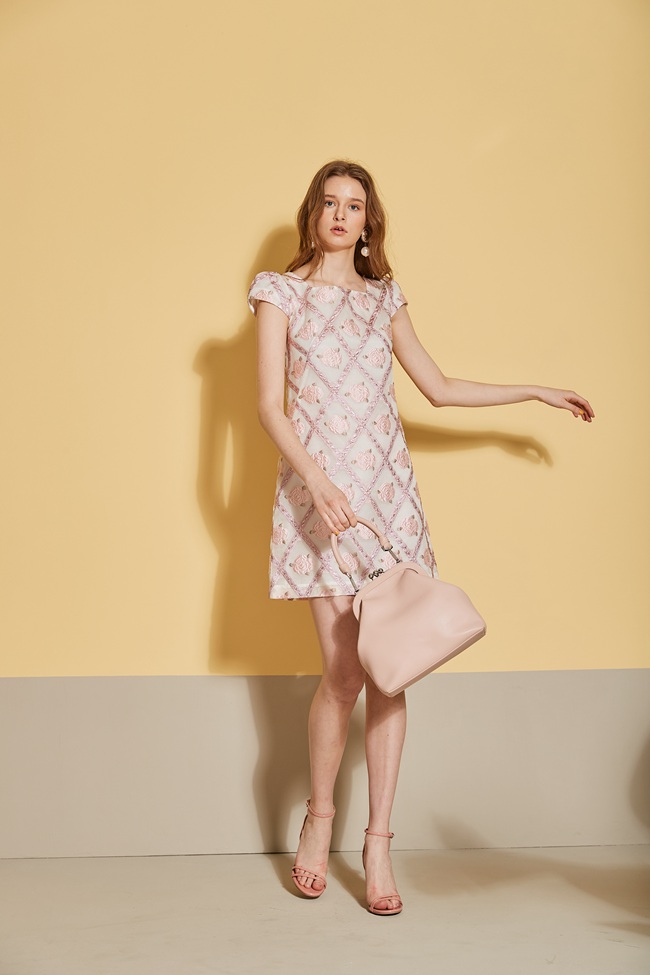 Haute Couture 高定系 進口3D提花精緻禮服洋裝-玫瑰粉金