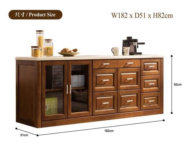 日本直人木業-WOOD日式香繪實木加天然原石面板182CM廚櫃(182x51x82cm)