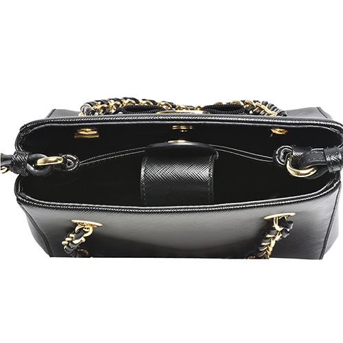 Salvatore Ferragamo MELIKE金屬蝴蝶結防刮牛皮手提/斜背包-小-黑