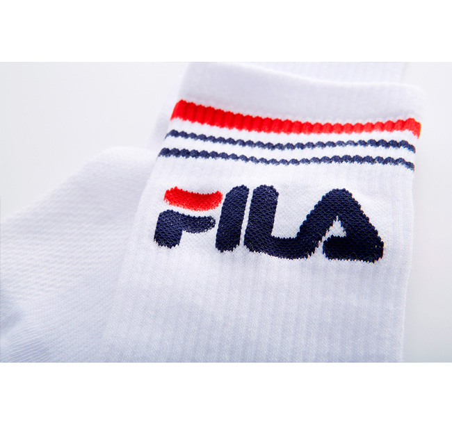 FILA 薄底中筒襪-白 SCT-1300-WT