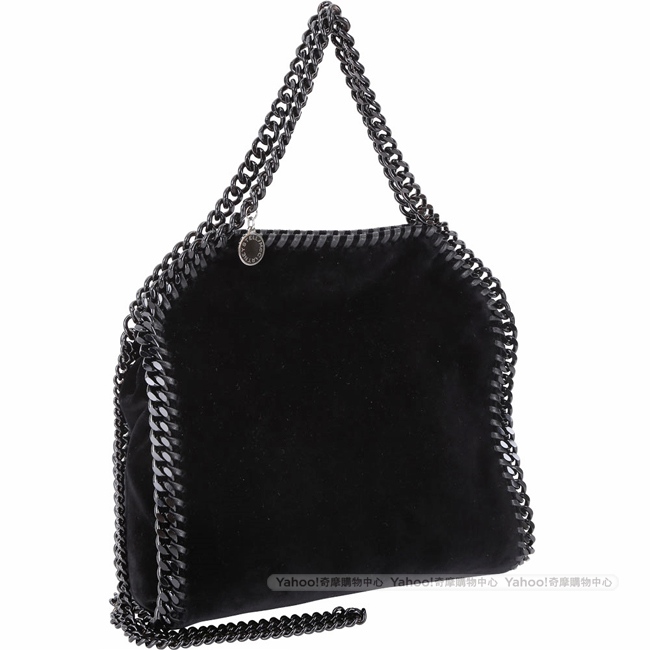 Stella McCartney Falabella 迷你黑色天鵝絨兩用鍊帶包