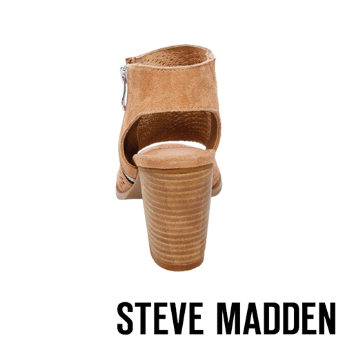 STEVE MADDEN-ABIGAIL魚口踝靴粗跟涼鞋-絨棕