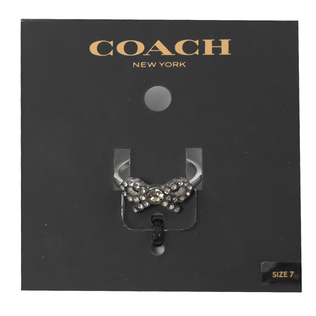 COACH 小水鑽蝴蝶結造型戒指(銀)