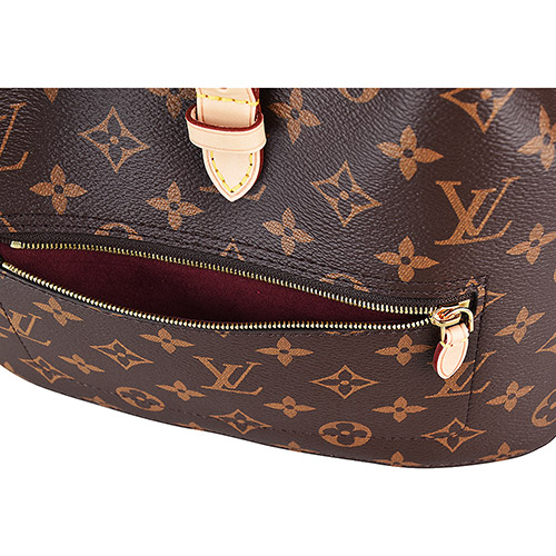 LV M43431 MONTSOURIS花紋LOGO Monogram帆布扣式後背包(紫)