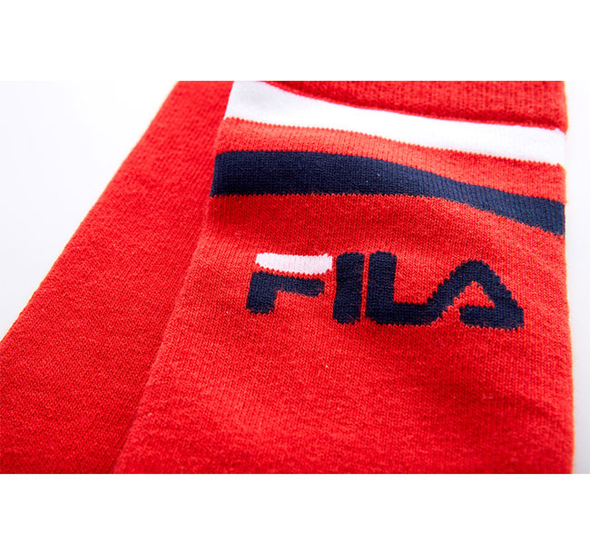 FILA 基本款棉質長筒襪-紅 SCT-1302-RD