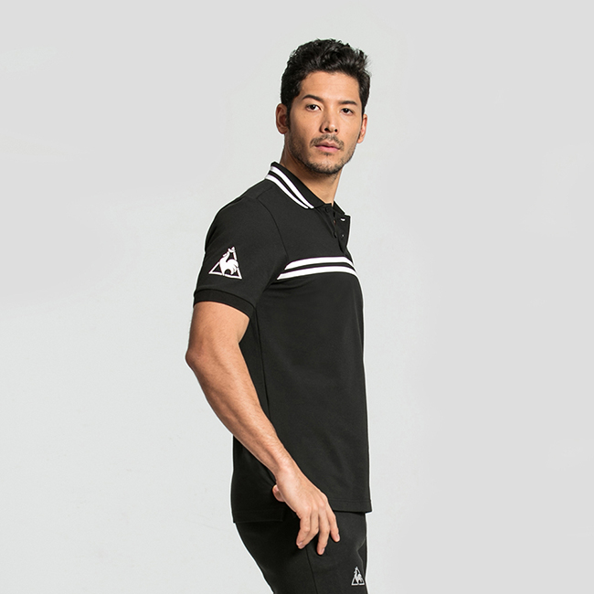 le coq sportif 法國公雞牌運動潮流短袖POLO衫 男-黑